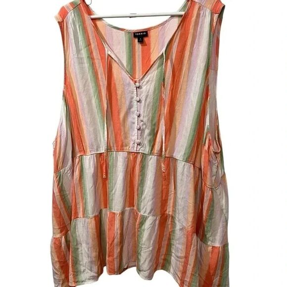 Torrid Rayon Tiered Striped Tank Top  Size  6 - Picture 2 of 4